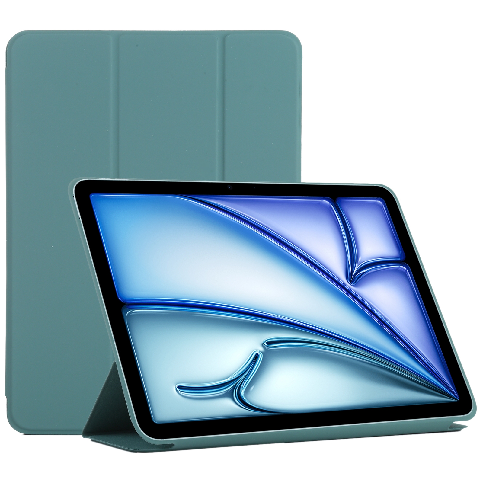 For iPad Air 11 2026 / 2025 / 2024 Double-sided Clip Non-buckle Magnetic PU Smart Tablet Case(Green) - Shopkiz.com