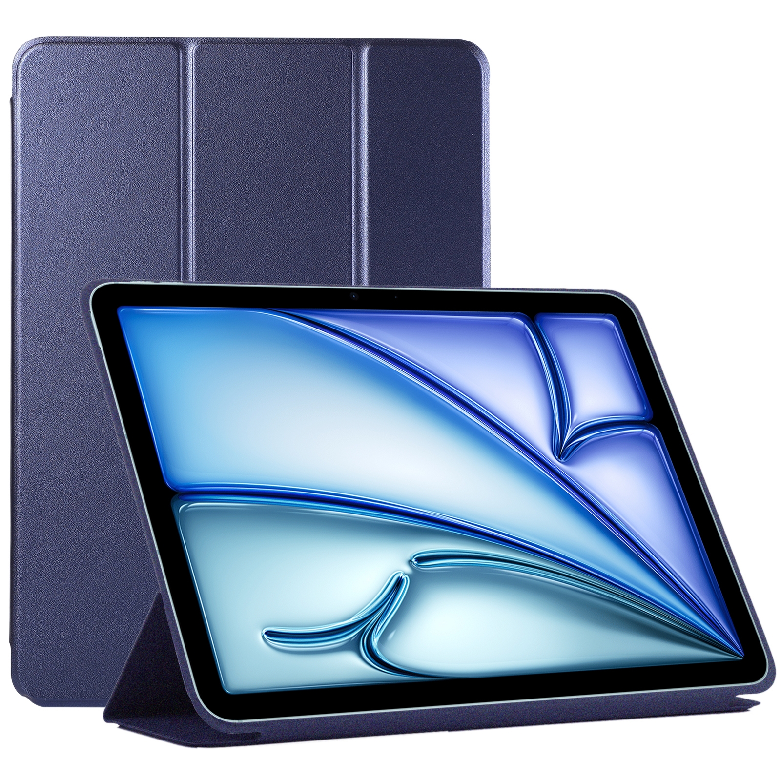 For iPad Air 11 2026 / 2025 / 2024 Double-sided Clip Non-buckle Magnetic PU Smart Tablet Case(Dark Blue) - Shopkiz.com