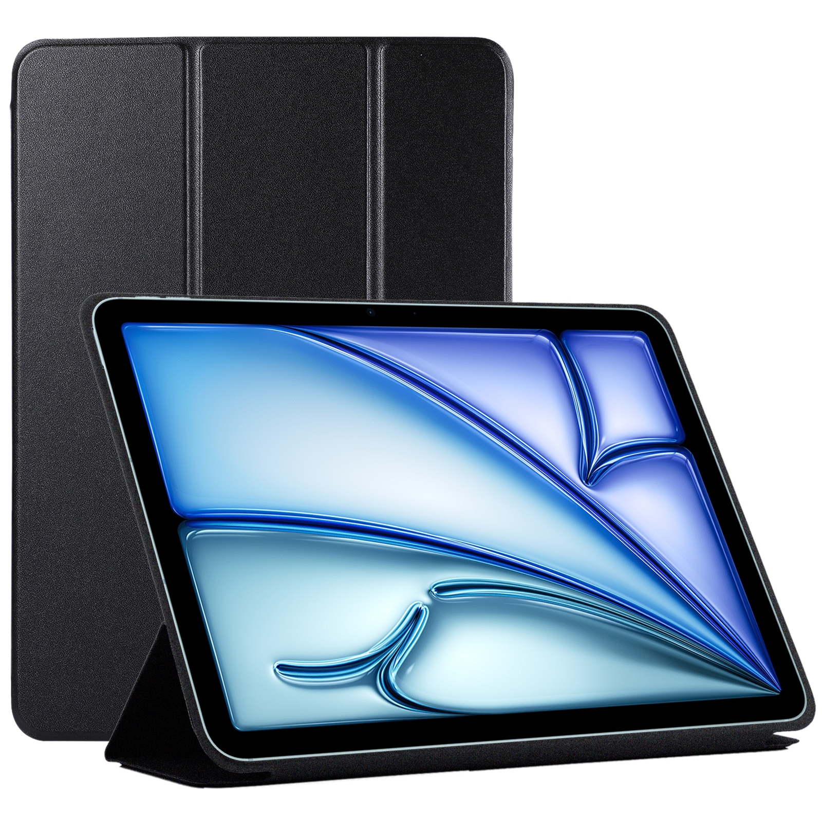 For iPad Air 11 2026 / 2025 / 2024 Double-sided Clip Non-buckle Magnetic PU Smart Tablet Case(Black) - Shopkiz.com