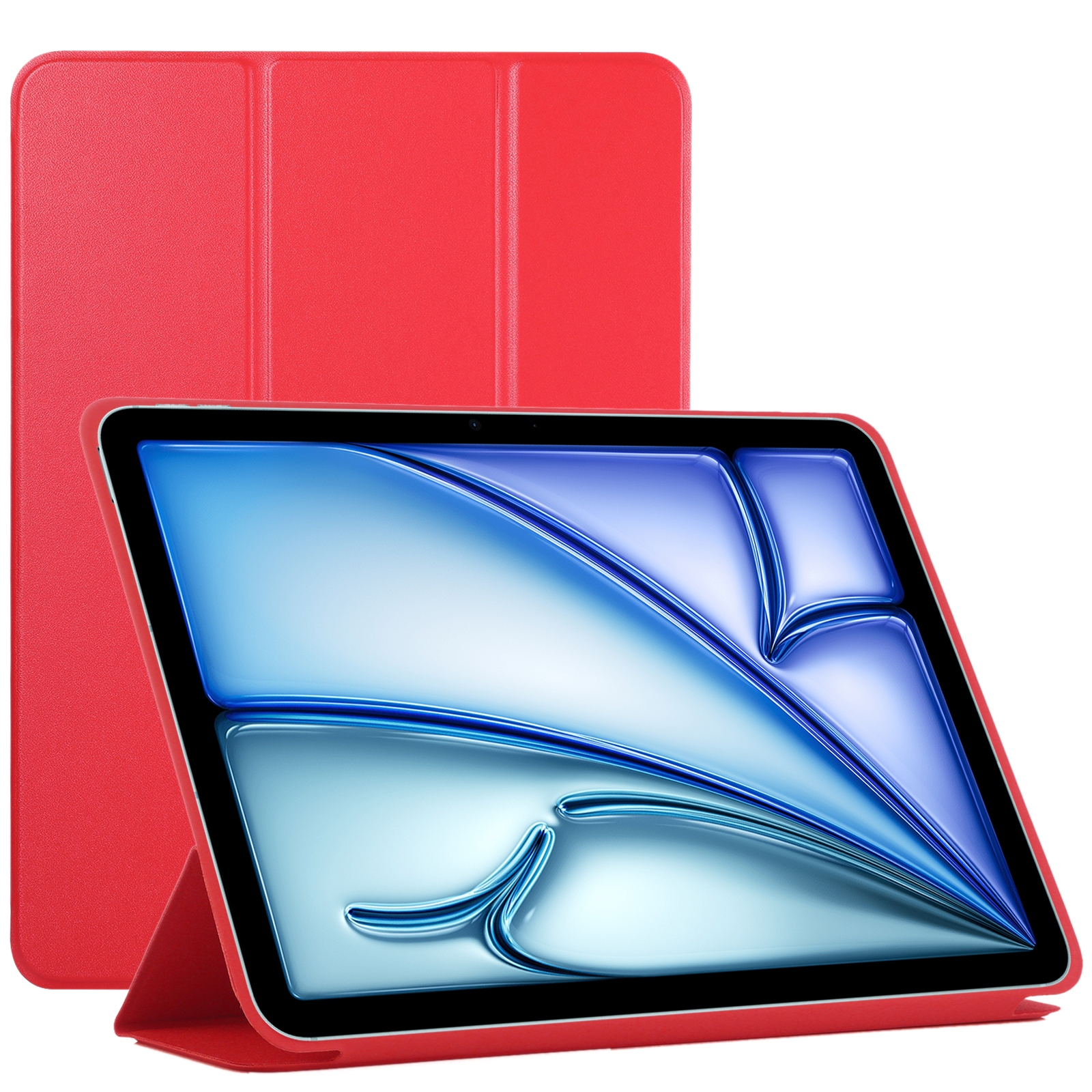 For iPad Air 11 2026 / 2025 / 2024 Double-sided Clip Non-buckle Magnetic PU Smart Tablet Case(Red) - Shopkiz.com
