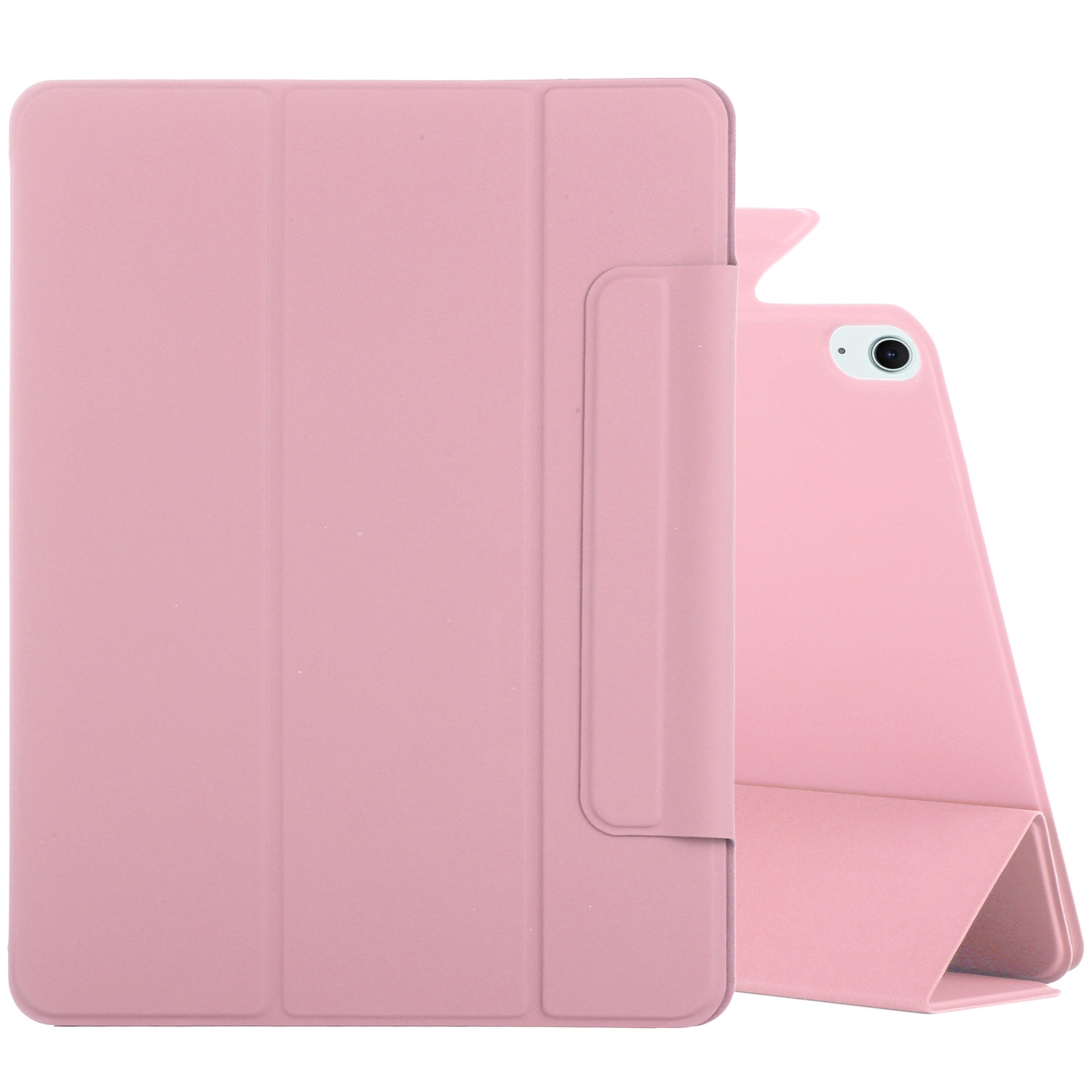 For iPad Air 11 2026 / 2025 / 2024 Double-sided Clip Fixed Buckle Magnetic PU Leather Smart Tablet Case(Light Pink) - Shopkiz.com