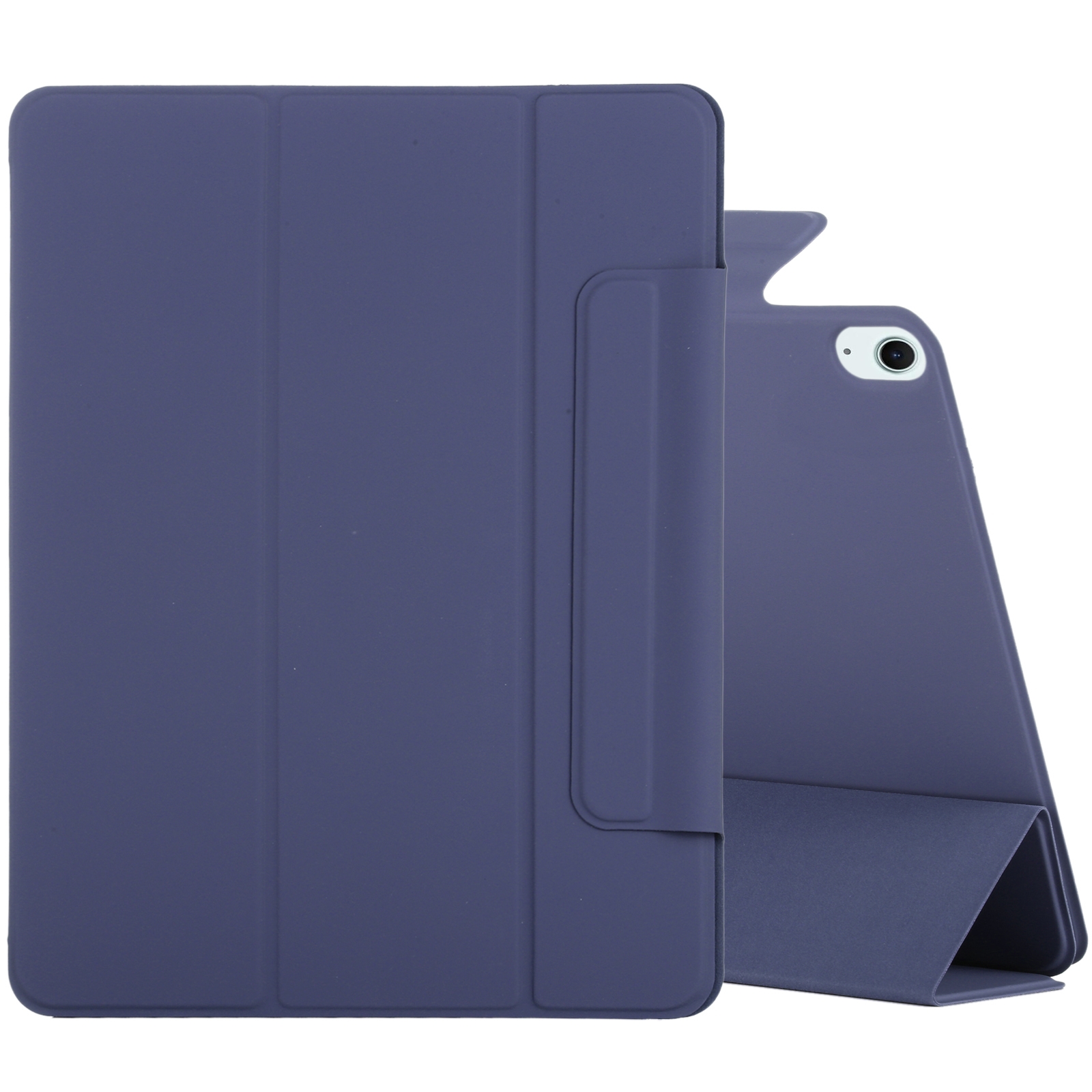 For iPad Air 13 2026 / 2025 / 2024 Double-sided Clip Fixed Buckle Magnetic PU Leather Smart Tablet Case(Dark Blue) - Shopkiz.com