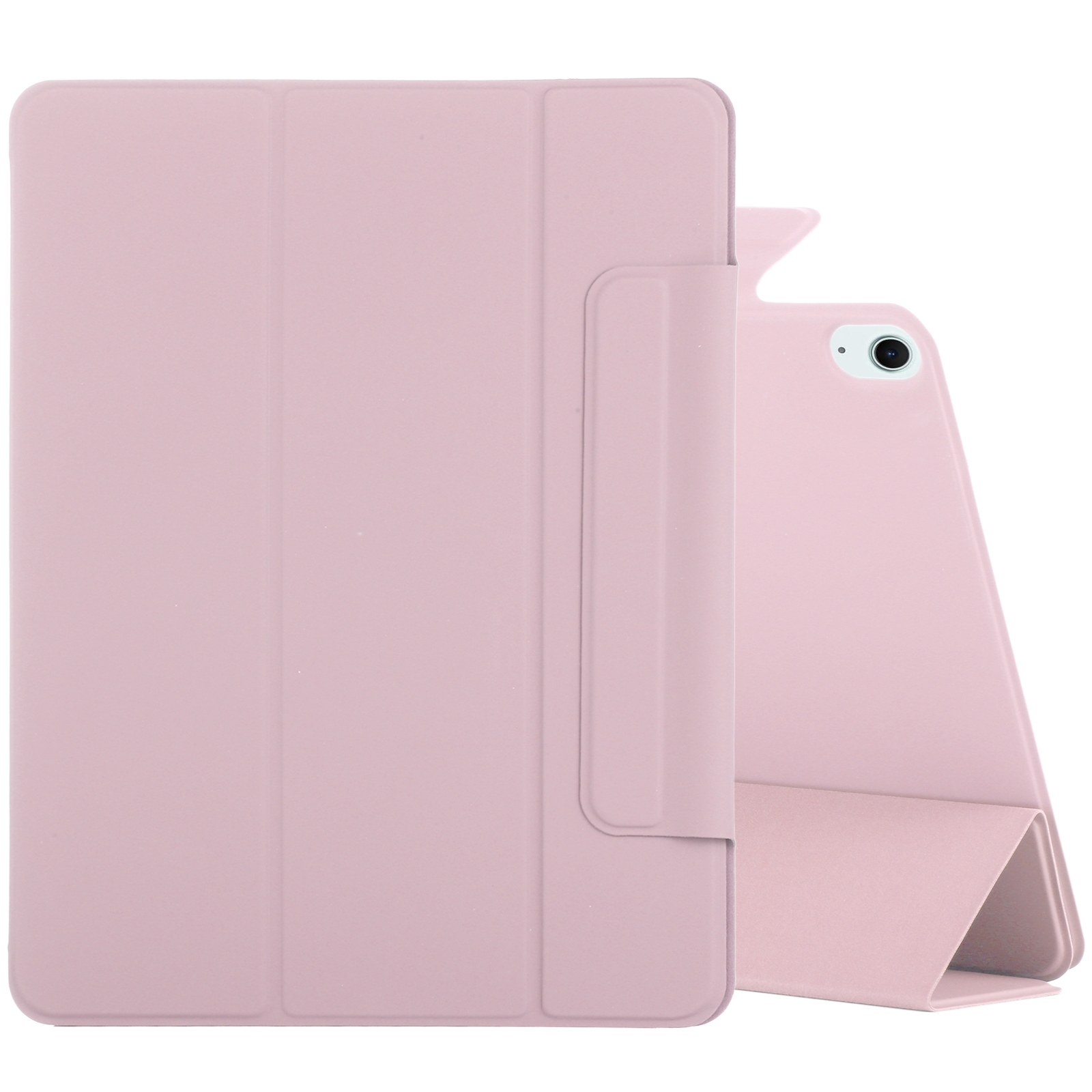 For iPad Air 13 2026 / 2025 / 2024 Double-sided Clip Fixed Buckle Magnetic PU Leather Smart Tablet Case(Rose Gold) - Shopkiz.com