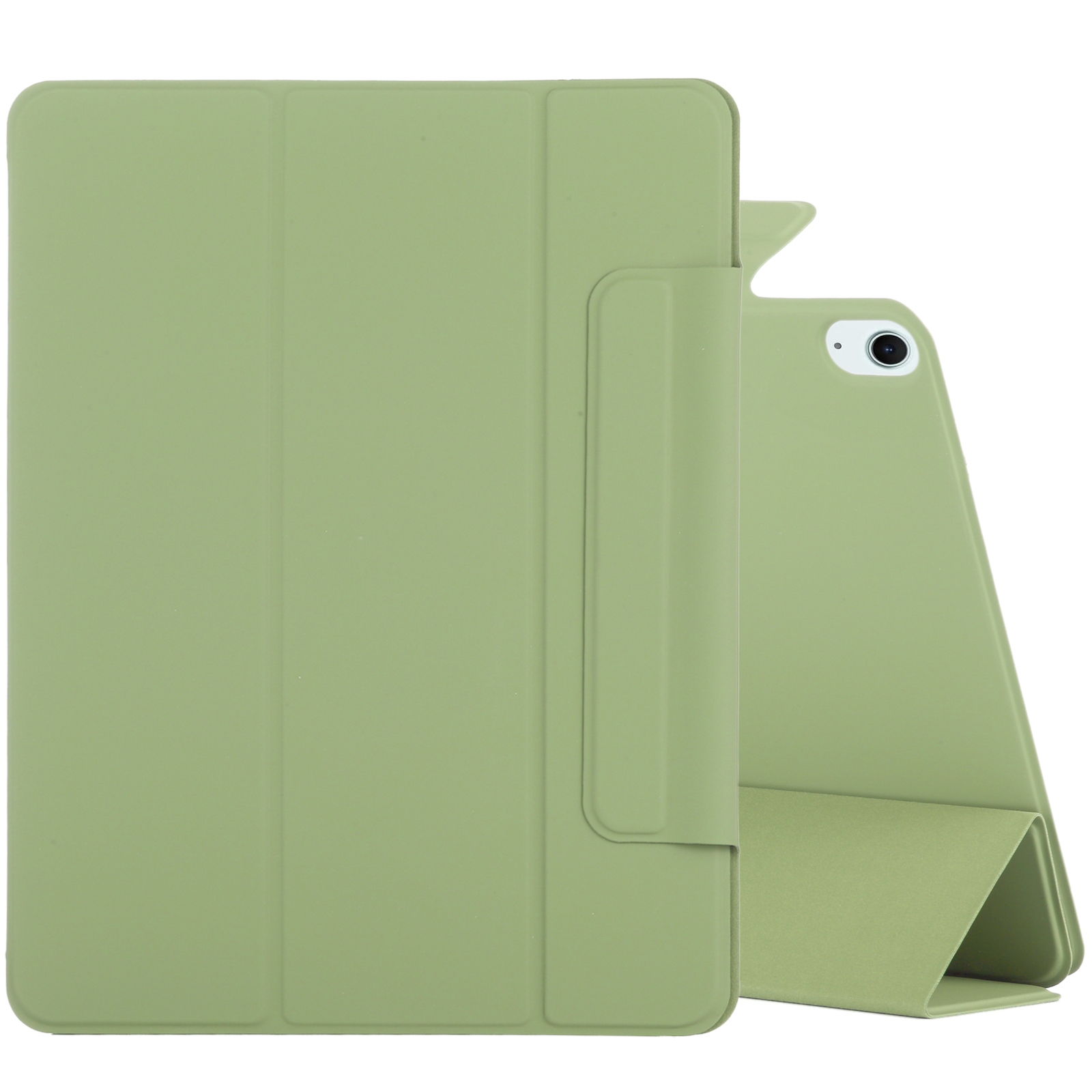 For iPad Air 13 2026 / 2025 / 2024 Double-sided Clip Fixed Buckle Magnetic PU Leather Smart Tablet Case(Grass Green) - Shopkiz.com