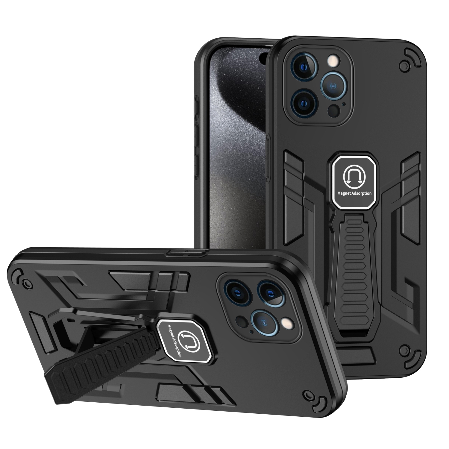 For iPhone 12 Pro Max Shockproof Holder Phone Case(Black) - Shopkiz.com