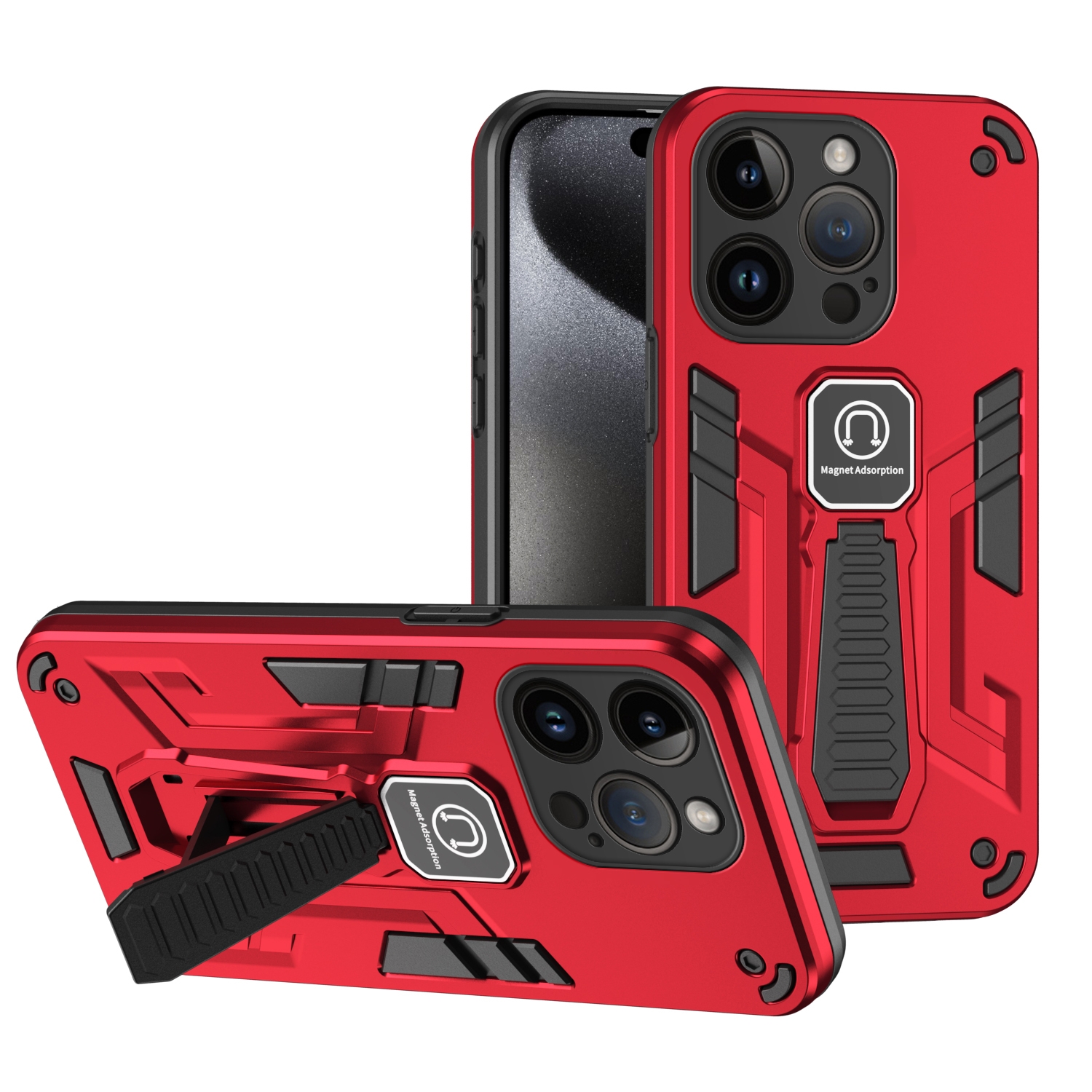 For iPhone 14 Pro Shockproof Holder Phone Case(Red) - Shopkiz.com