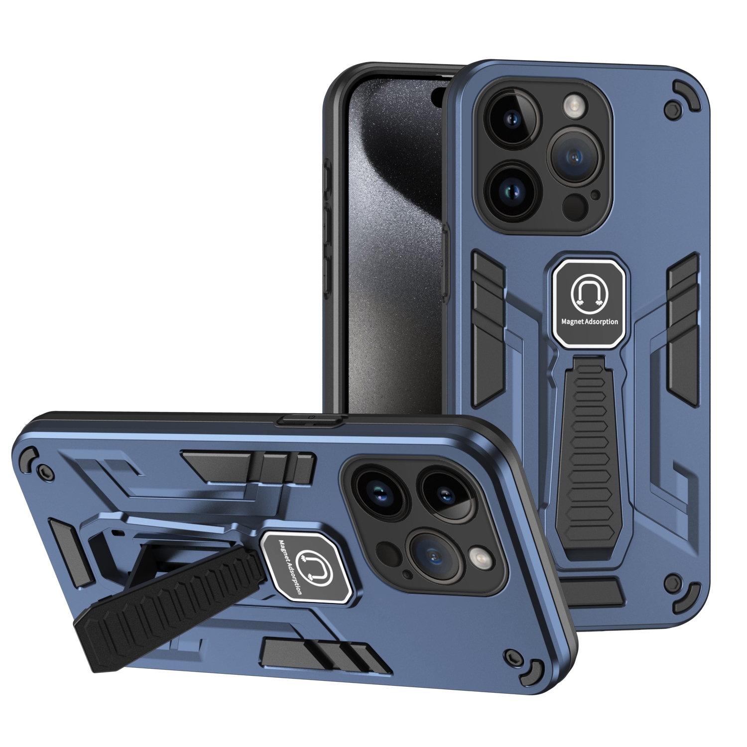 For iPhone 14 Pro Max Shockproof Holder Phone Case(Blue) - Shopkiz.com