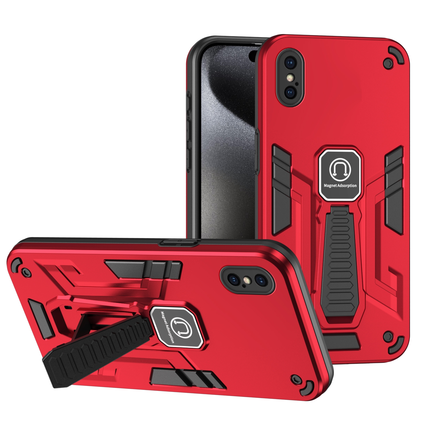 For iPhone XS / X Shockproof Holder Phone Case(Red) - Shopkiz.com