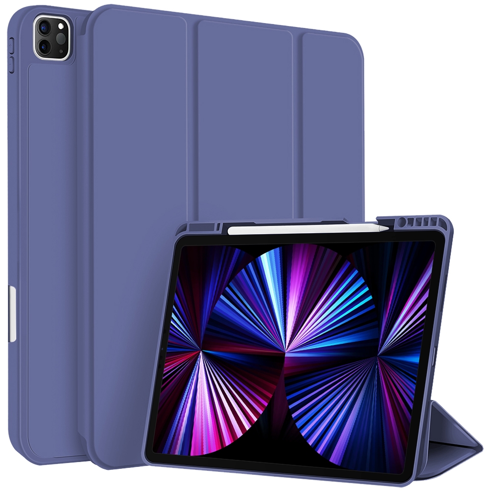 For iPad Pro 11 2022 / 2021 / 2020 3-fold TPU Smart Leather Tablet Case with Pen Slot(Royal Blue) - Shopkiz.com