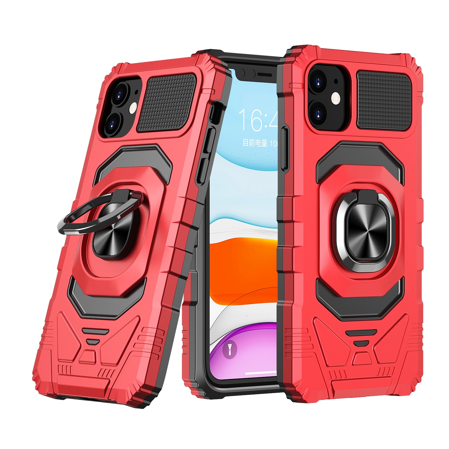 For iPhone 11 Magnetic Ring Holder Phone Case(Red) - Shopkiz.com