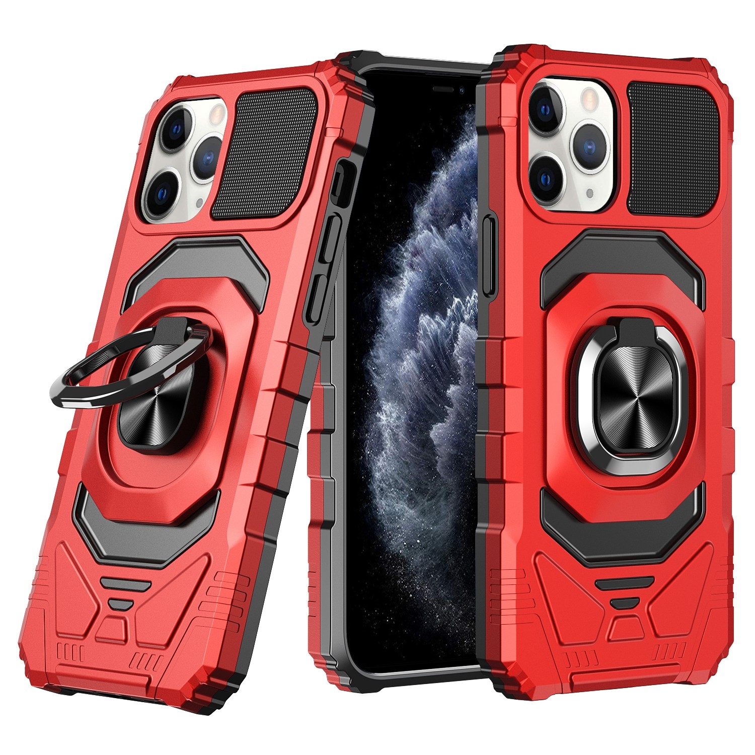 For iPhone 11 Pro Magnetic Ring Holder Phone Case(Red) - Shopkiz.com