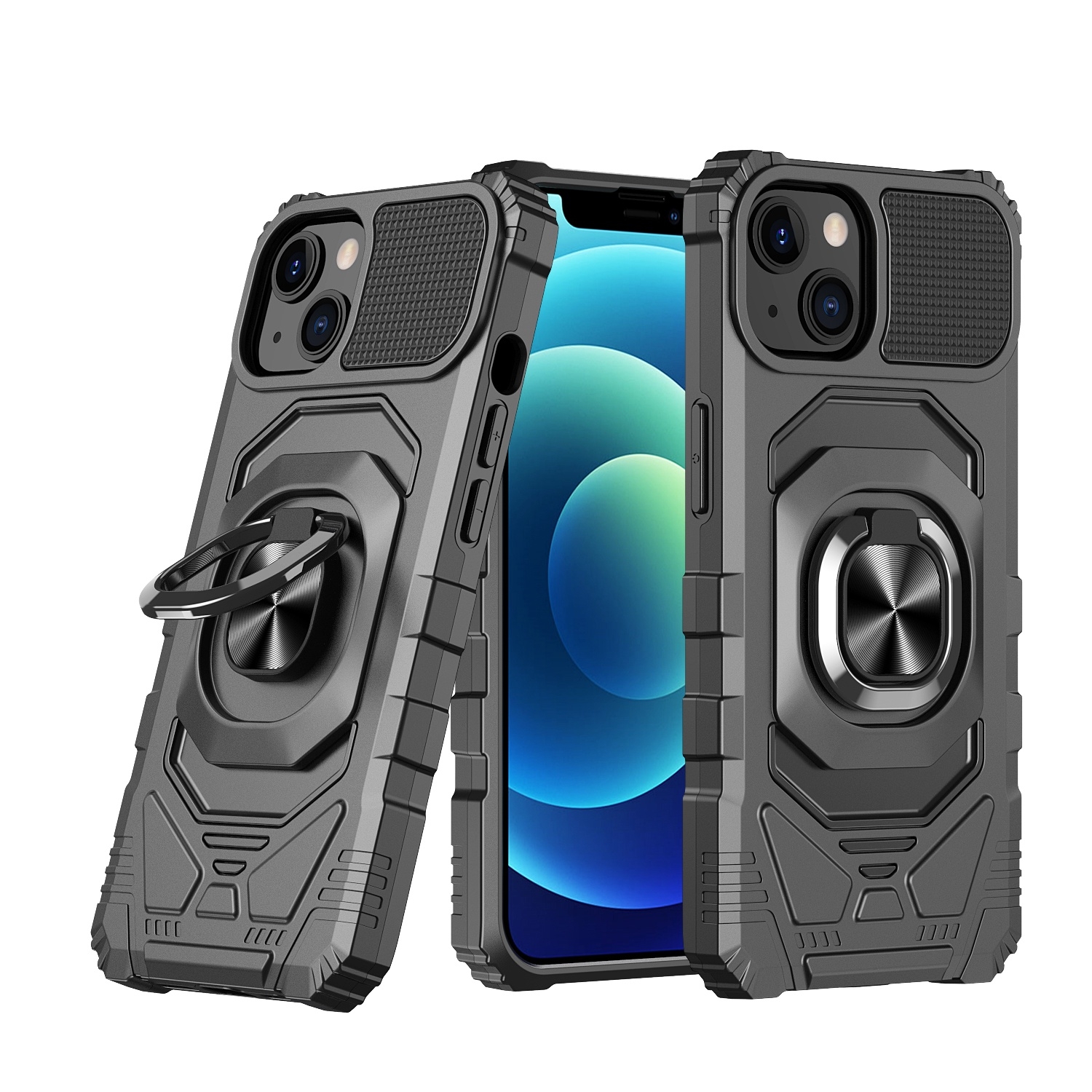 For iPhone 13 Magnetic Ring Holder Phone Case(Black) - Shopkiz.com