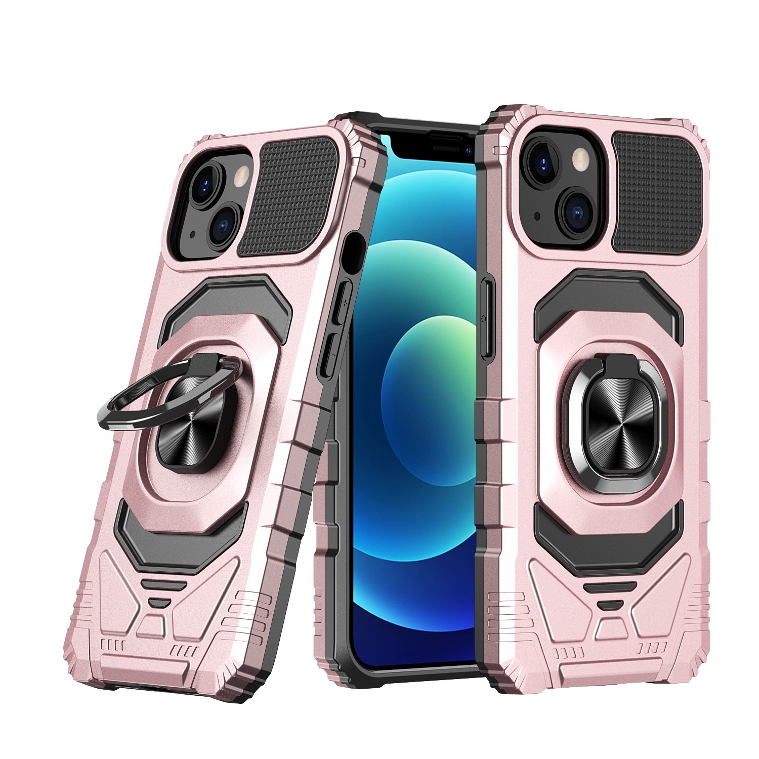 For iPhone 13 Magnetic Ring Holder Phone Case(Rose Gold) - Shopkiz.com