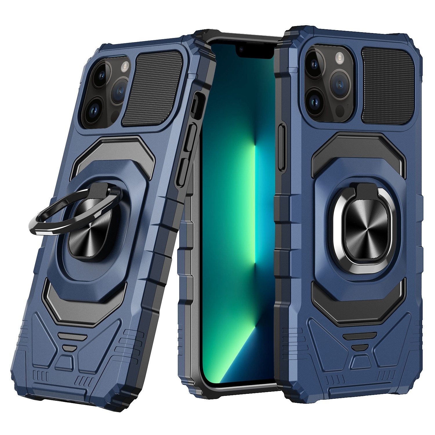 For iPhone 13 Pro Max Magnetic Ring Holder Phone Case(Blue) - Shopkiz.com