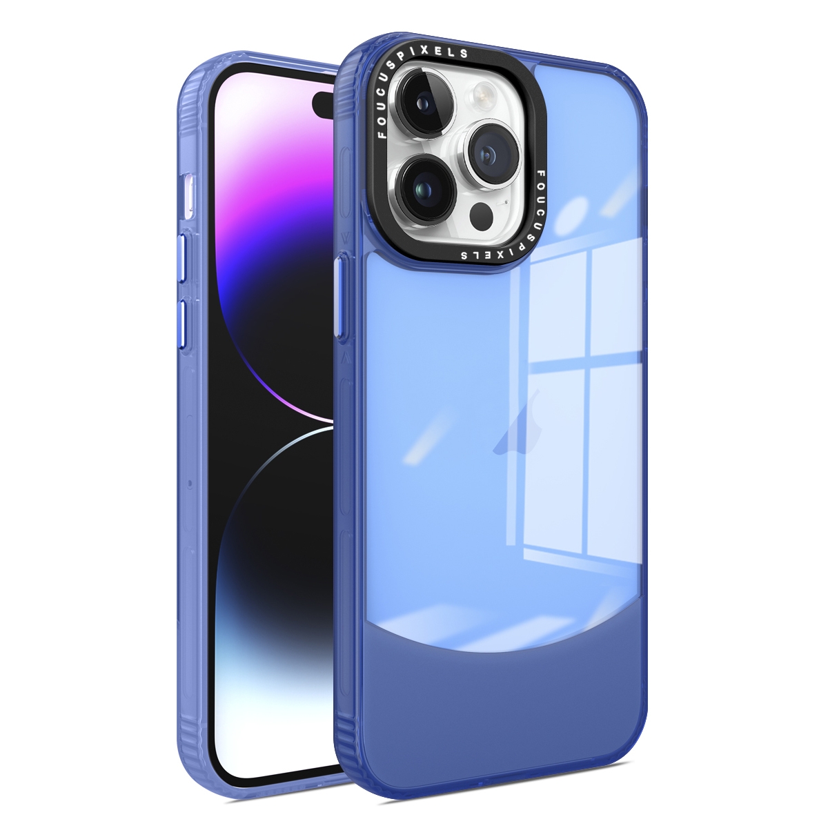 For iPhone 14 Pro Max Two-color High Transparency Skin Feel TPU Phone Case(Blue) - Shopkiz.com