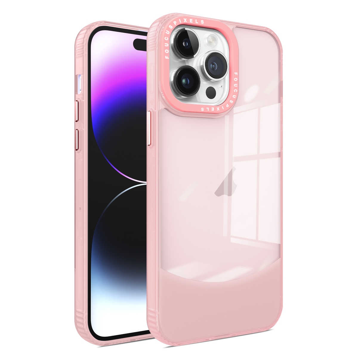 For iPhone 14 Pro Max Two-color High Transparency Skin Feel TPU Phone Case(Pink) - Shopkiz.com