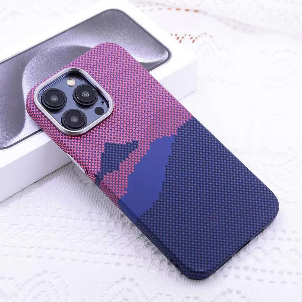 For iPhone 14 Pro Max Kevlar Carbon Fiber Texture MagSafe Magnetic Phone Case(Red) - Shopkiz.com