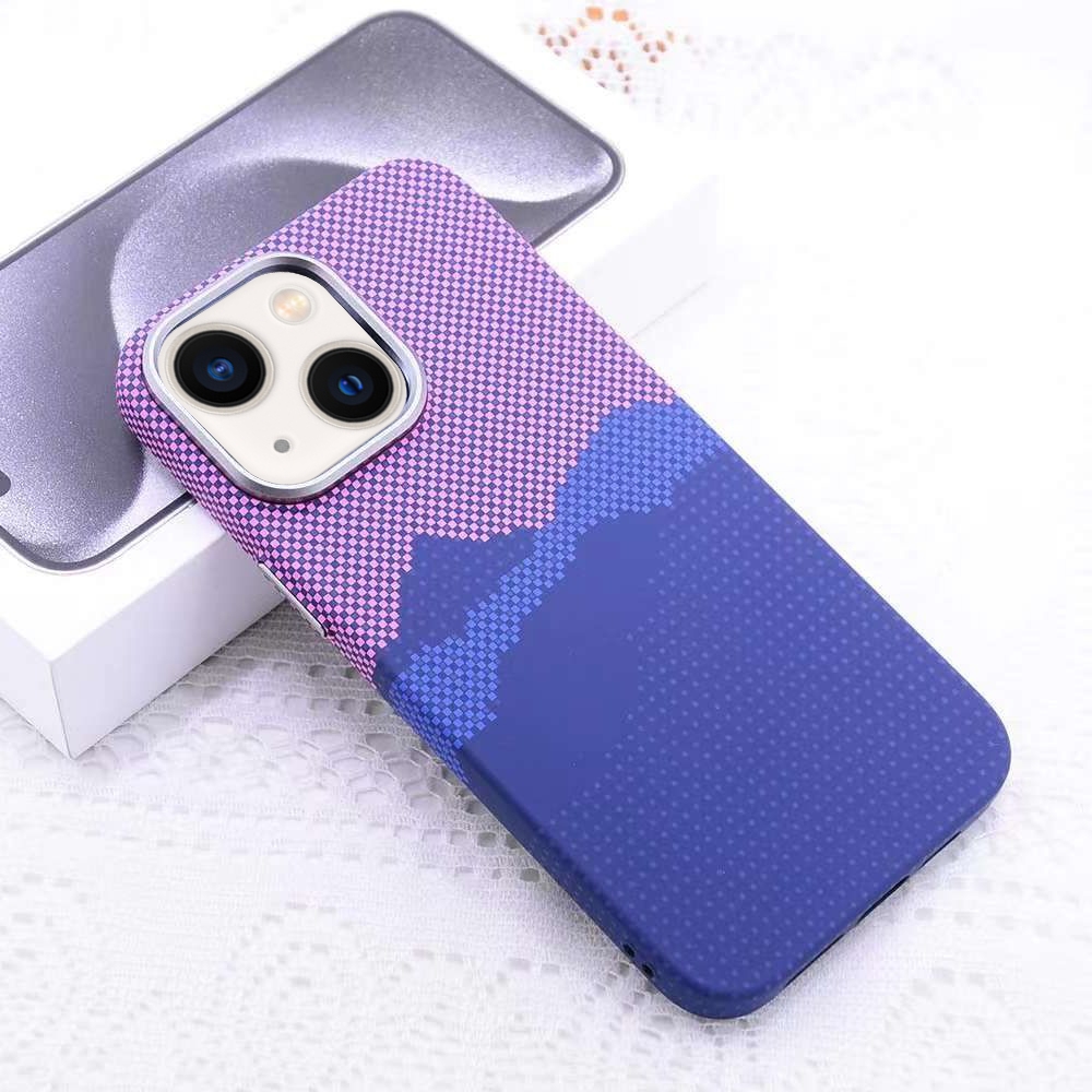 For iPhone 13 Kevlar Carbon Fiber Texture MagSafe Magnetic Phone Case(Pink) - Shopkiz.com