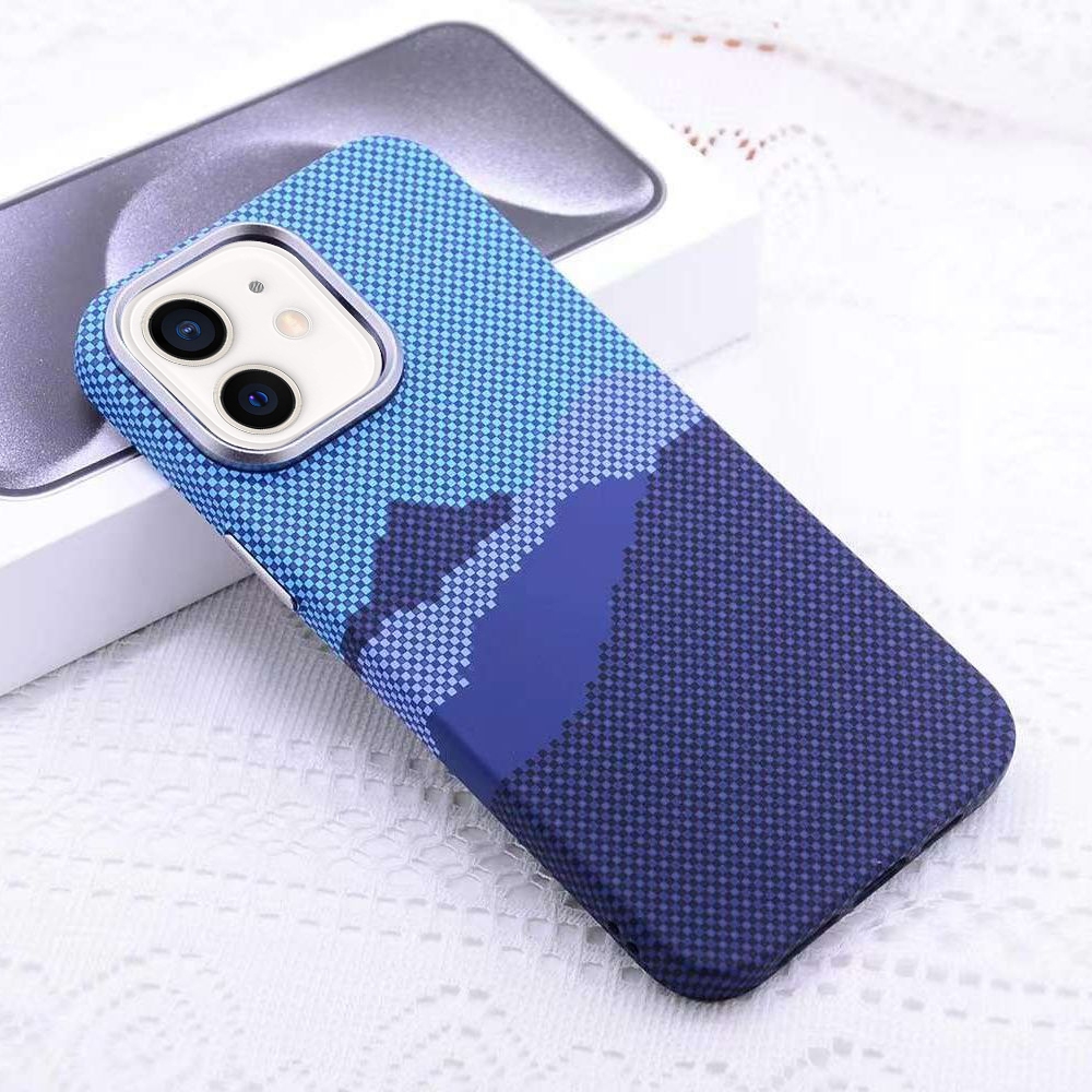 For iPhone 12 Kevlar Carbon Fiber Texture MagSafe Magnetic Phone Case(Blue) - Shopkiz.com
