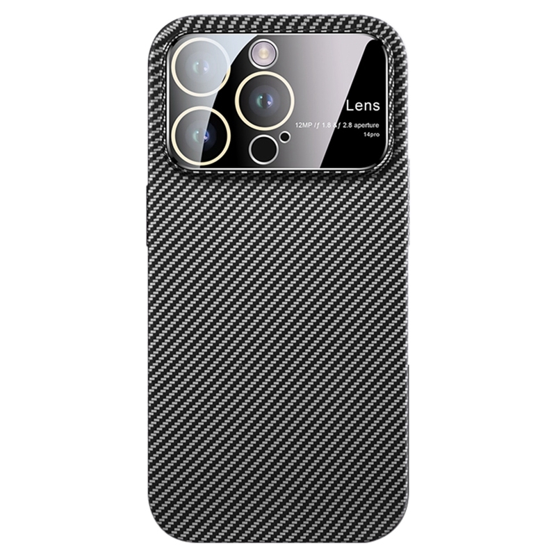 For iPhone 12 Pro Max Large Window Carbon Fiber Shockproof Phone Case(Black) - Shopkiz.com