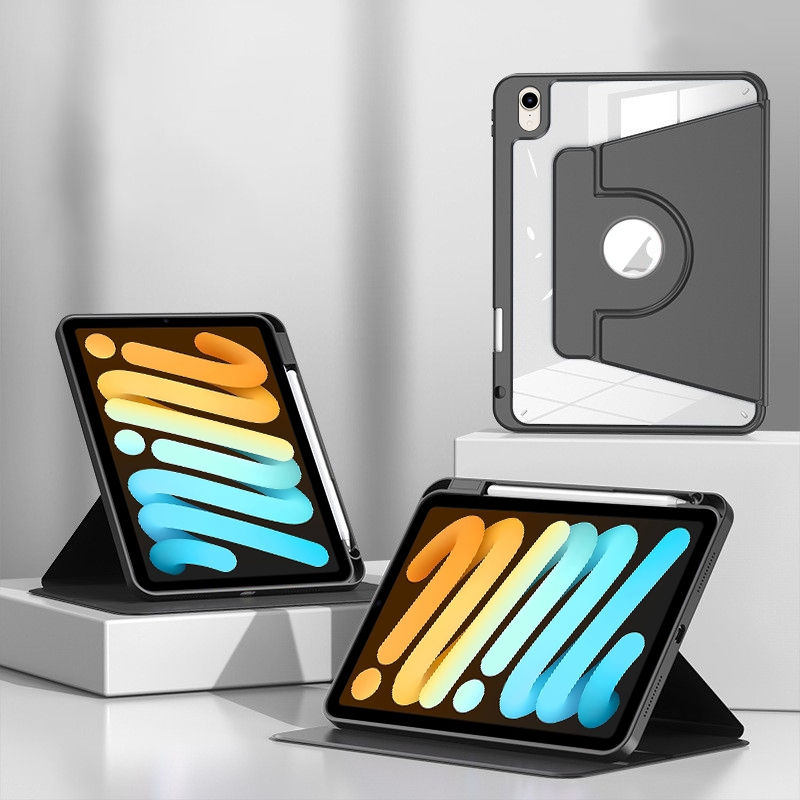 For iPad mini 6 / mini 2024 Magnetic Split Leather Smart Tablet Case with Pen Slot(Black) - Shopkiz.com