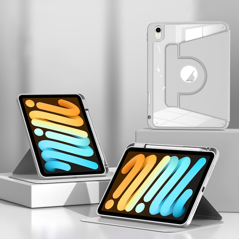 For iPad mini 6 / mini 2024 Magnetic Split Leather Smart Tablet Case with Pen Slot(Grey) - Shopkiz.com
