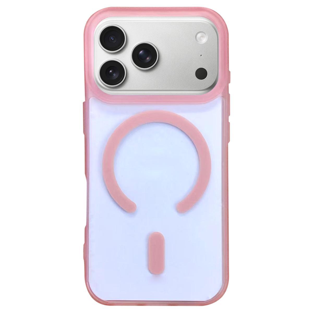 For iPhone 18 Pro Dual-Side Frosted MagSafe Clear Phone Case(Pink) - Shopkiz.com