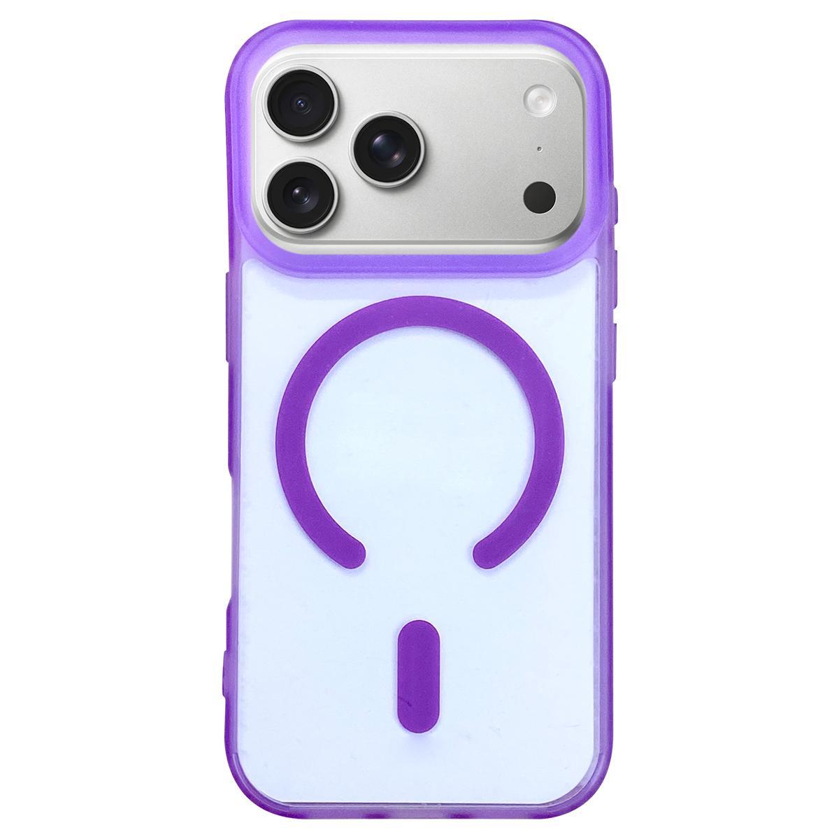 For iPhone 18 Pro Dual-Side Frosted MagSafe Clear Phone Case(Purple) - Shopkiz.com
