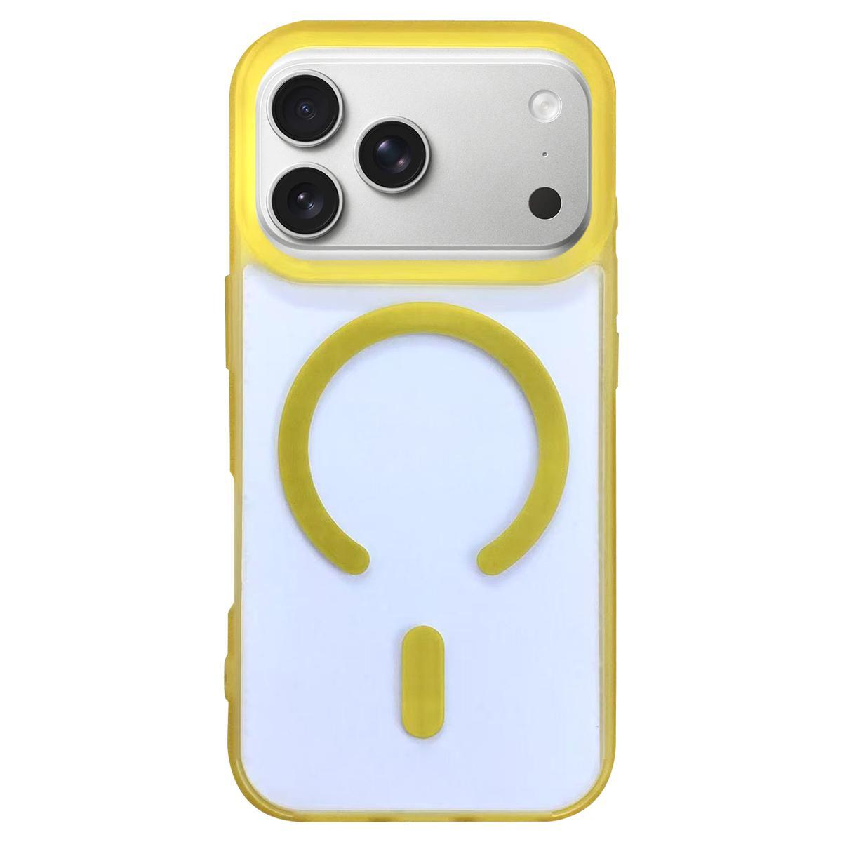 For iPhone 18 Pro Max Dual-Side Frosted MagSafe Clear Phone Case(Yellow) - Shopkiz.com