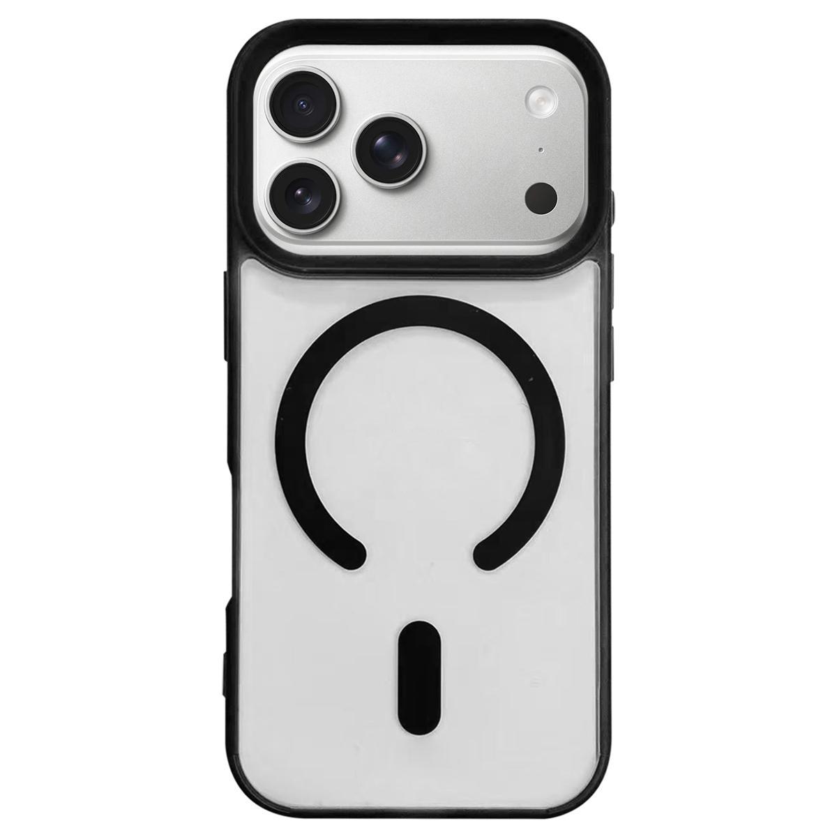 For iPhone 18 Pro Max Dual-Side Frosted MagSafe Clear Phone Case(Black) - Shopkiz.com