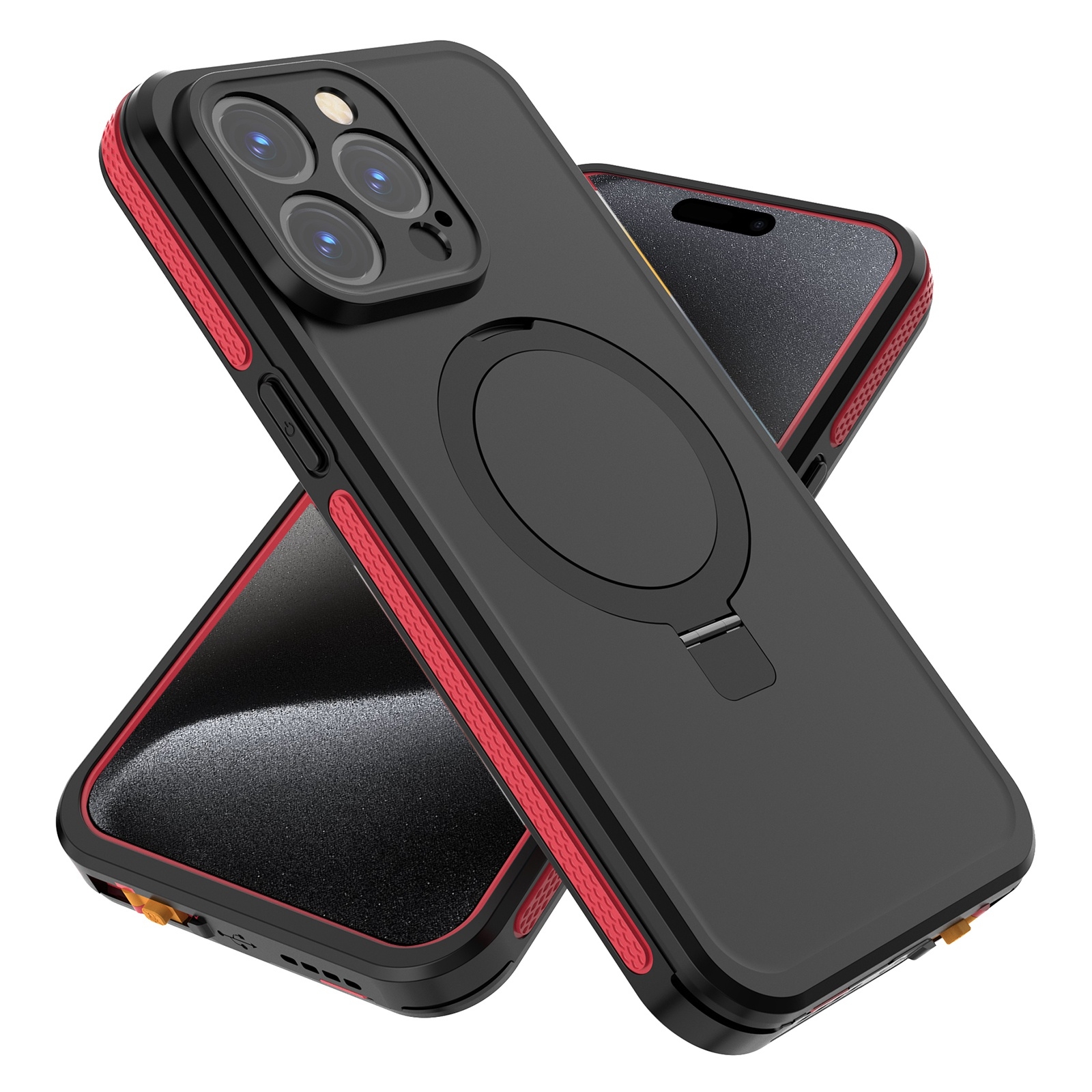For iPhone 15 Pro Max RedPepper IP68 Waterproof MagSafe Magnetic Holder Phone Case(Red) - Shopkiz.com