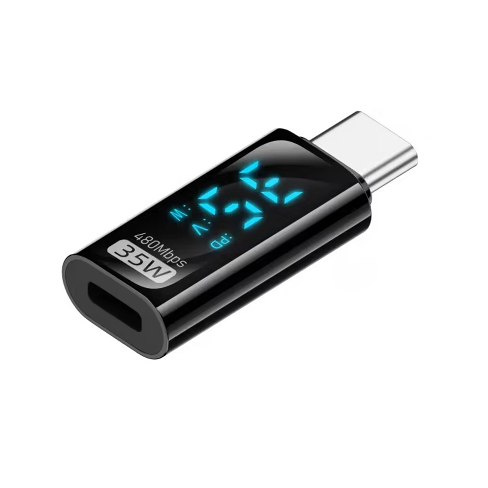 Type-C Male to 8 Pin Female 35W Charging Adapter with Digital Display(Black) - Shopkiz.com