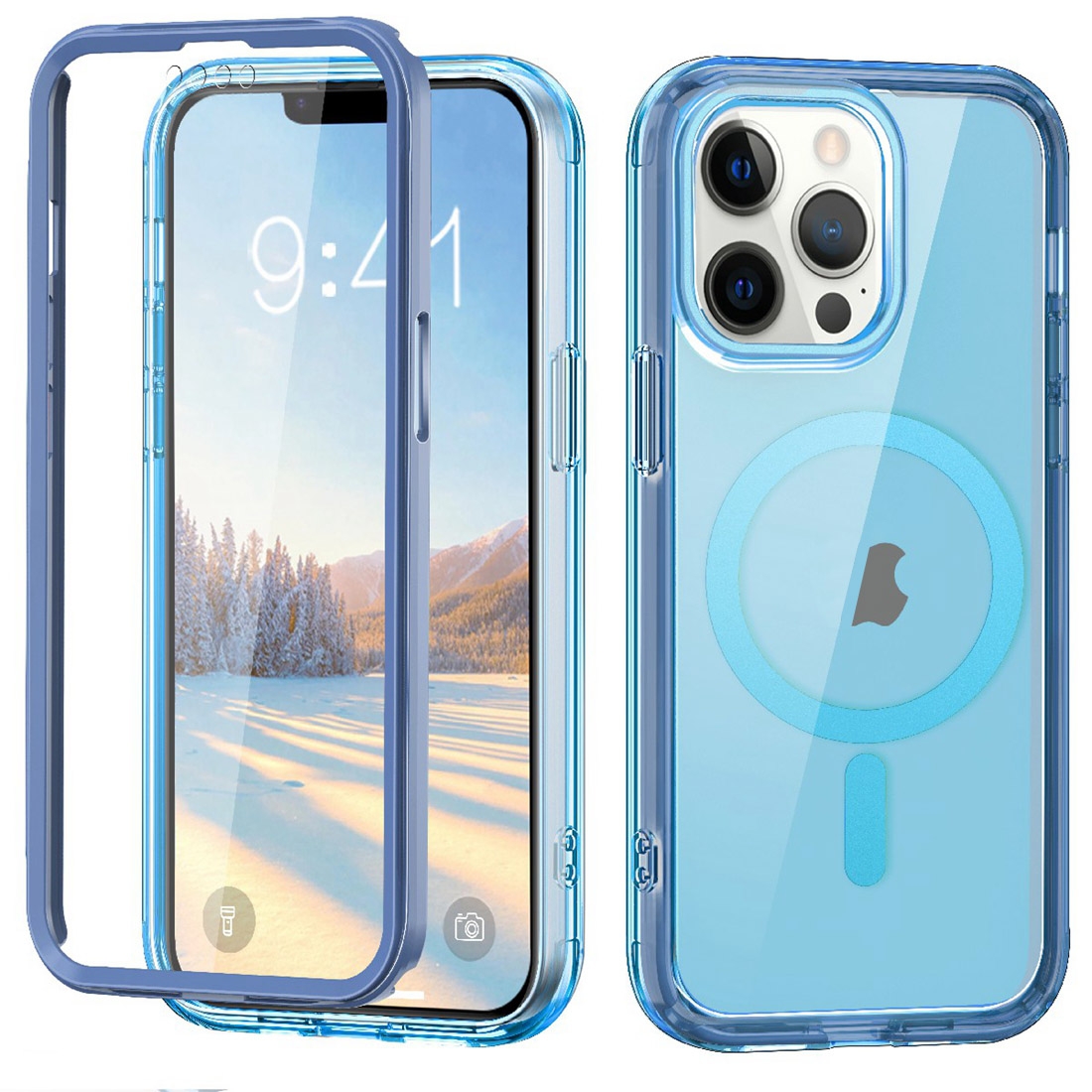 For iPhone 13 Pro Max Colorful MagSafe Magnetic PC Hybrid TPU Phone Case(Blue) - Shopkiz.com