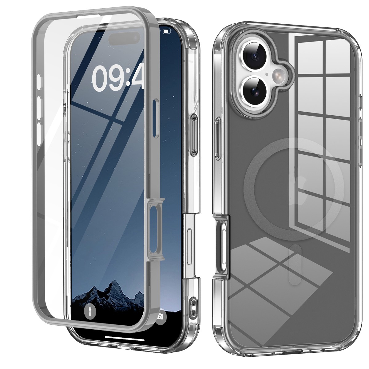 For iPhone 16 Plus Colorful MagSafe Magnetic PC Hybrid TPU Phone Case(Grey) - Shopkiz.com