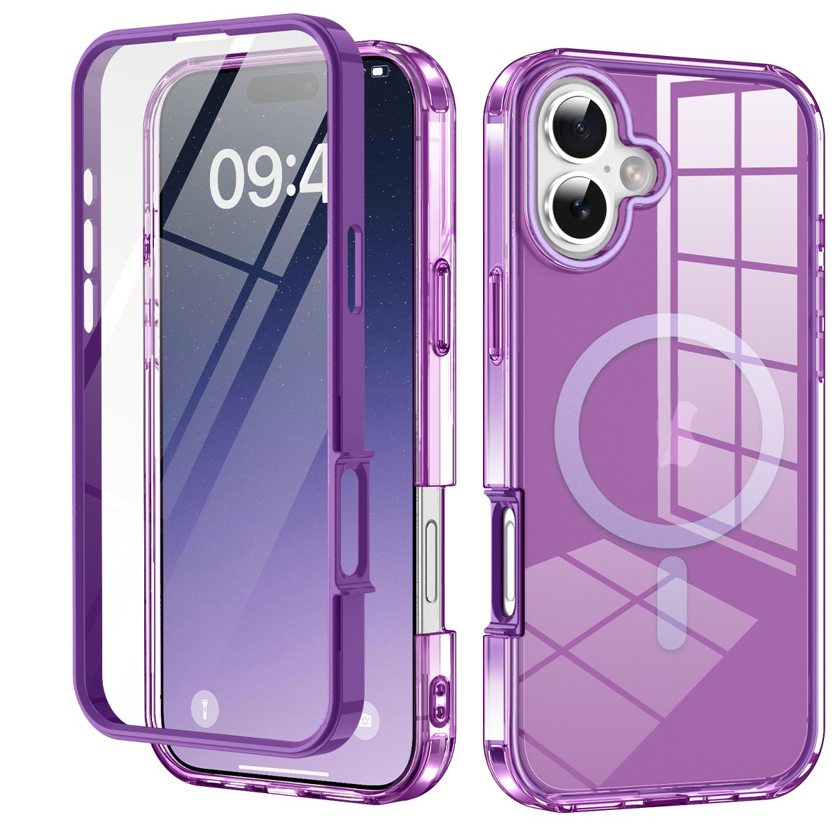 For iPhone 16 Plus Colorful MagSafe Magnetic PC Hybrid TPU Phone Case(Dark Purple) - Shopkiz.com