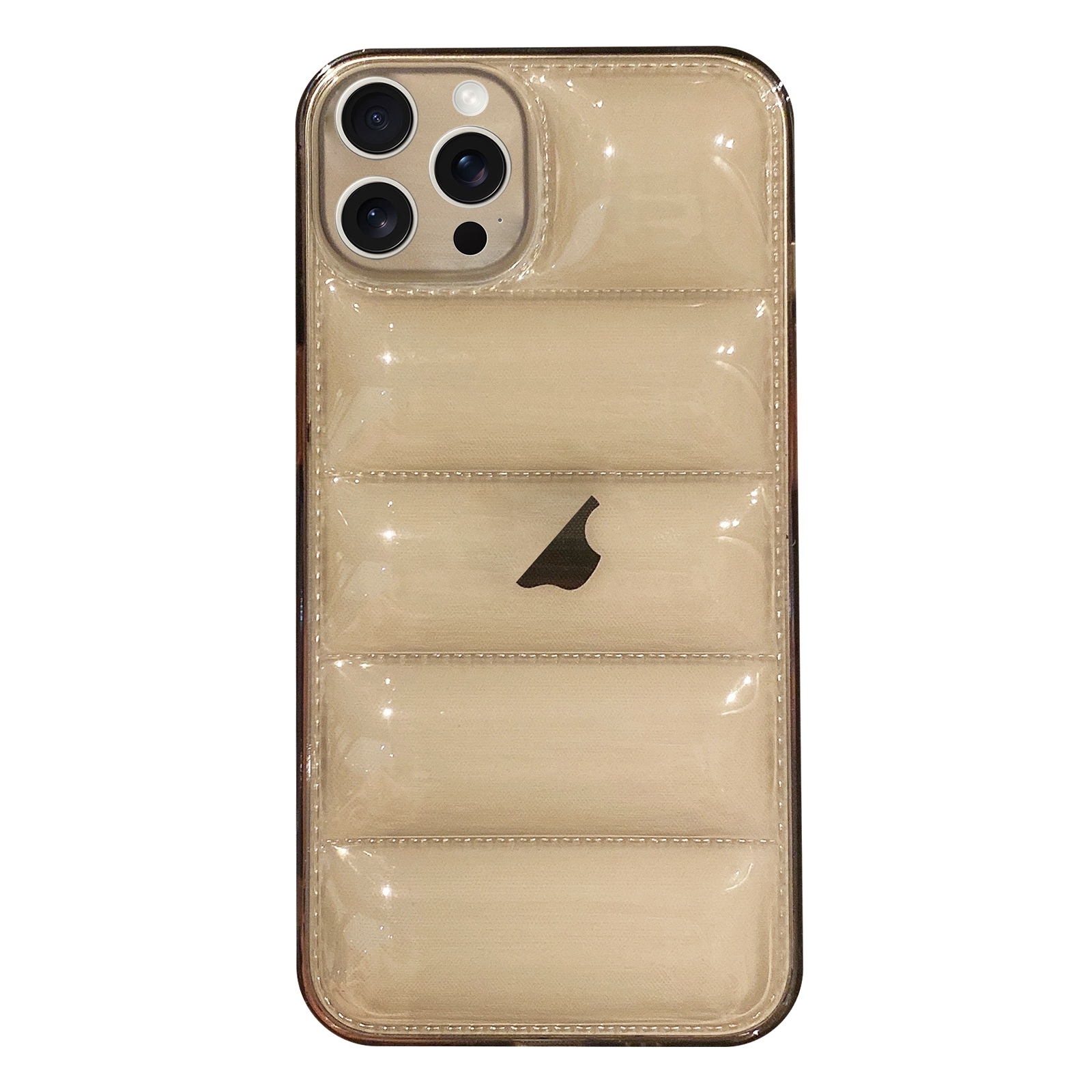For iPhone 12 Pro Max Eiderdown Airbag Glossy TPU Phone Case(Transparent Black) - Shopkiz.com