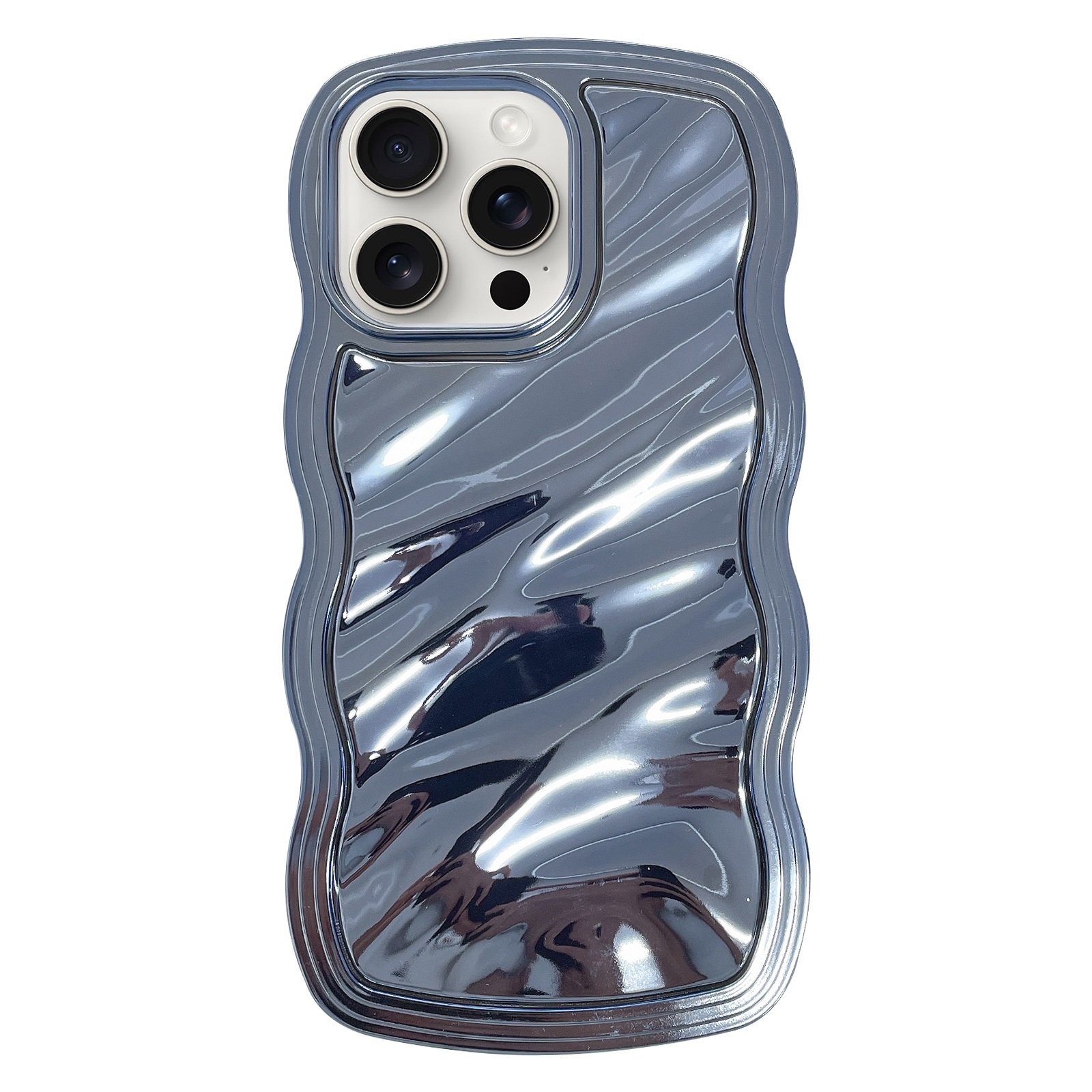 For iPhone 13 Pro Max Wave Plated PC Hybrid TPU Phone Case(Sierra Blue) - Shopkiz.com