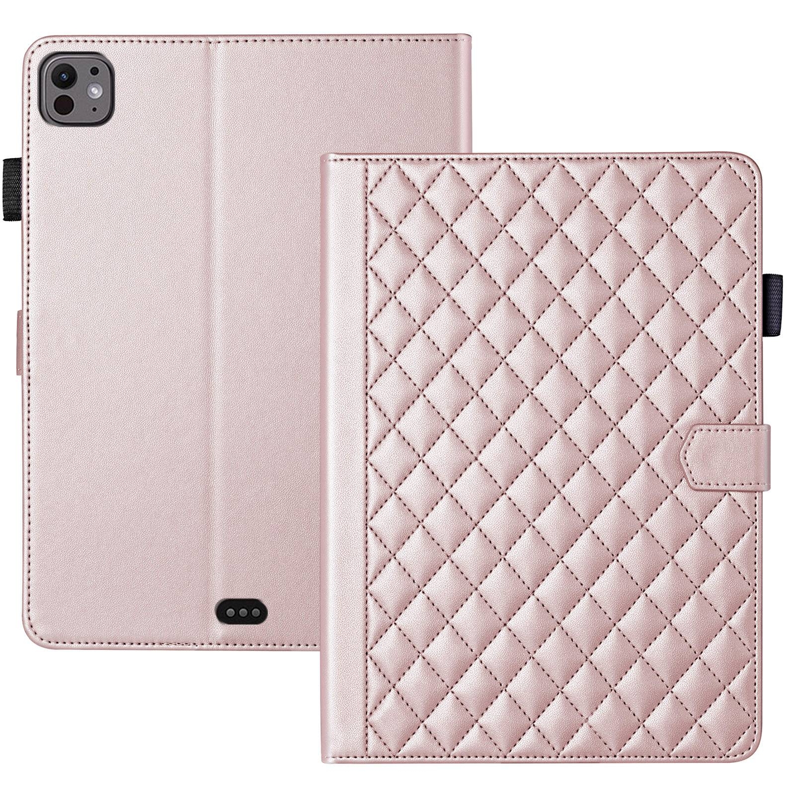 For iPad Pro 11 2025 / 2024 Rhombus Lattice Leather Smart Tablet Case(Rose Gold) - Shopkiz.com