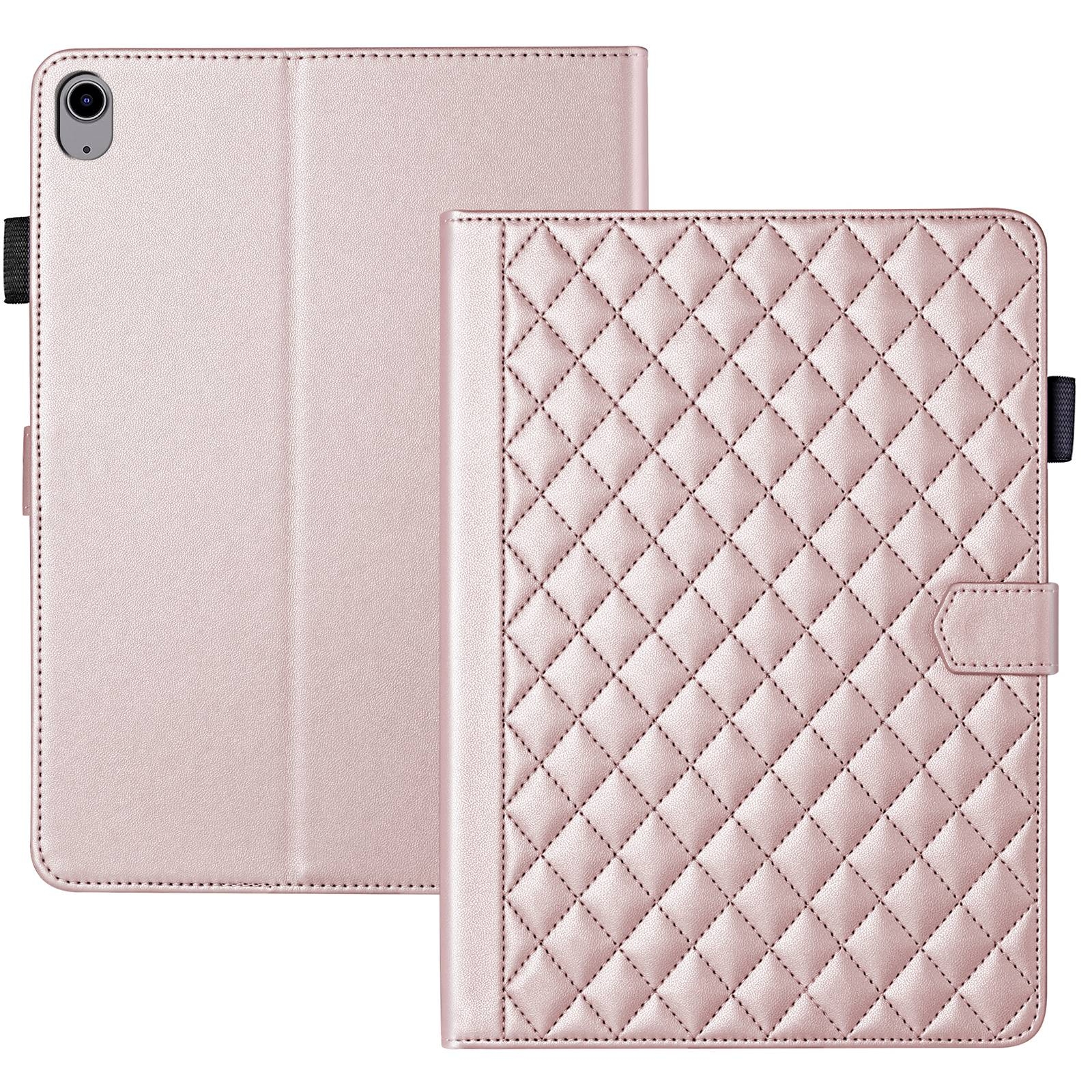 For iPad 2025 / 2022 Rhombus Lattice Leather Smart Tablet Case(Rose Gold) - Shopkiz.com
