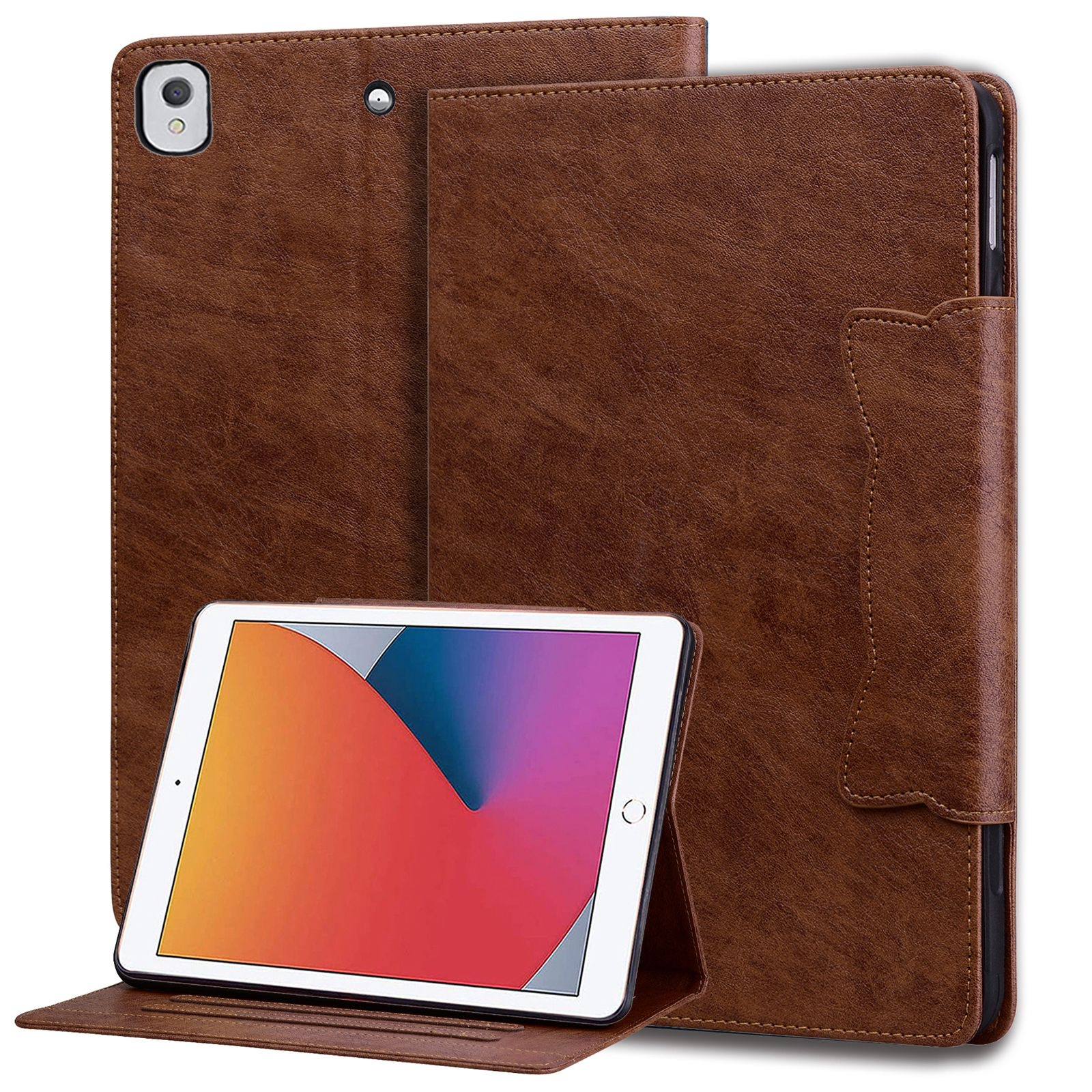 For iPad 9 10.2 2021 / 8 2020 / 7 2019 Cat Buckle Leather Smart Tablet Case(Brown) - Shopkiz.com