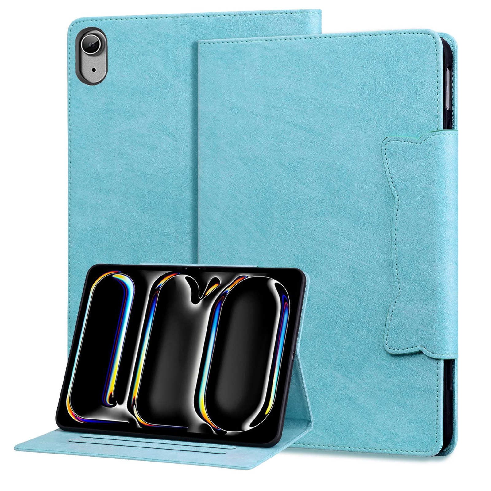 For iPad 2025 / 2022 Cat Buckle Leather Smart Tablet Case(Sky Blue) - Shopkiz.com