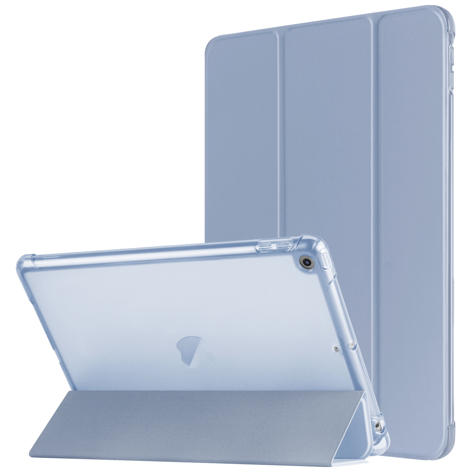 For iPad 10.2 2021 / 2020 / 2019 Tri-fold Holder TPU Cover Frosted Leather Smart Tablet Case withh Pen Slot(Purple) - Shopkiz.com
