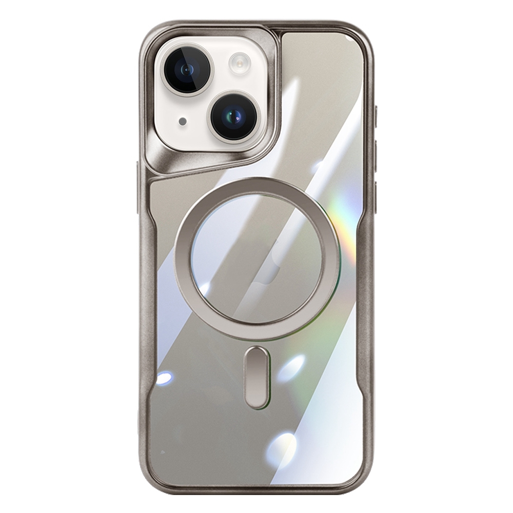 For iPhone 15 Blade MagSafe Magnetic Transparent PC Phone Case(Titanium Grey) - Shopkiz.com