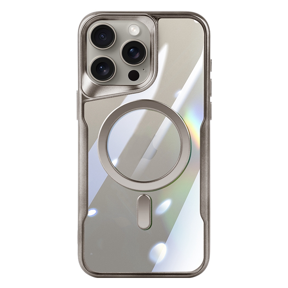 For iPhone 14 Pro Max Blade MagSafe Magnetic Transparent PC Phone Case(Titanium Grey) - Shopkiz.com