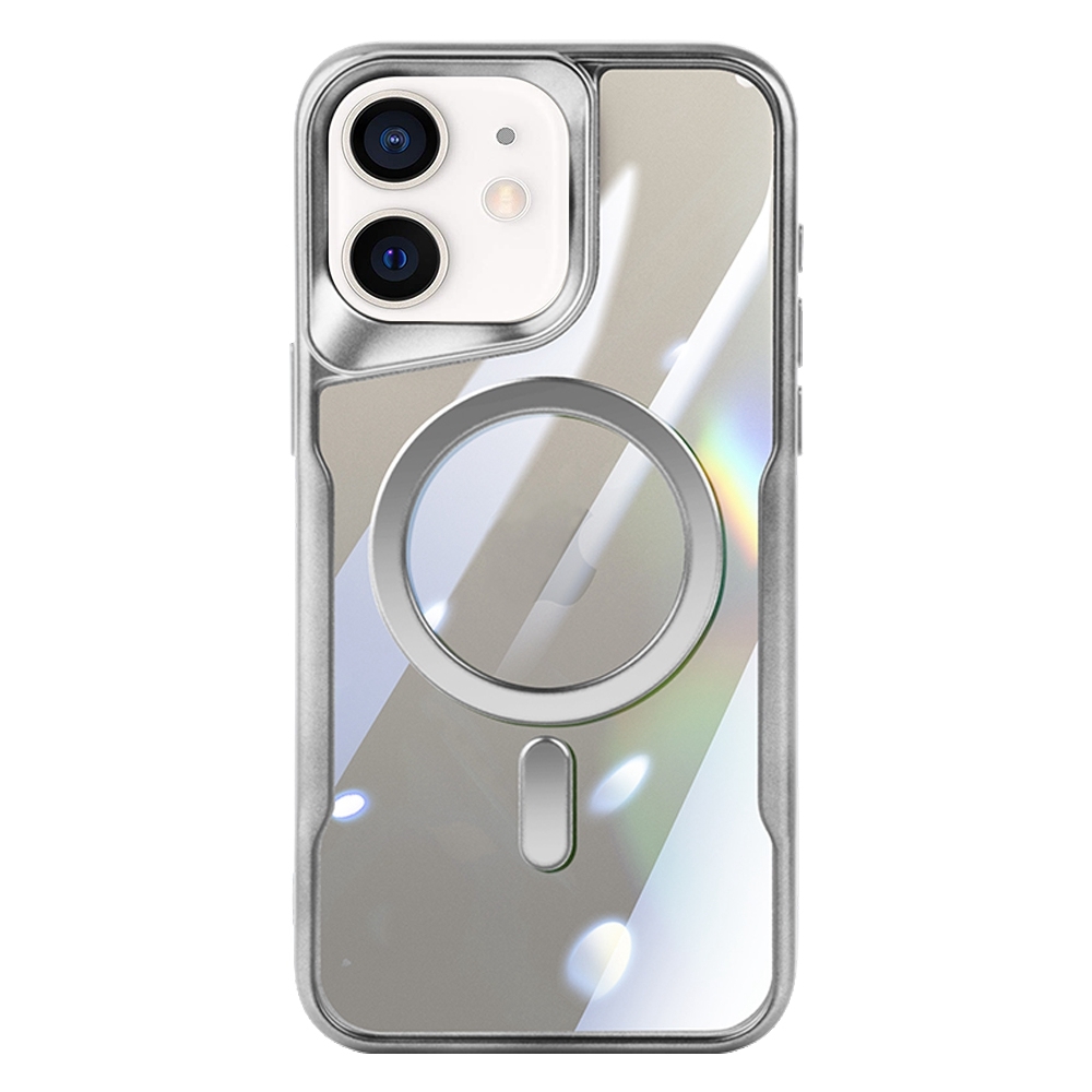 For iPhone 12 Blade MagSafe Magnetic Transparent PC Phone Case(Silver White) - Shopkiz.com