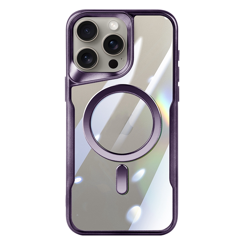 For iPhone 12 Pro Blade MagSafe Magnetic Transparent PC Phone Case(Purple) - Shopkiz.com