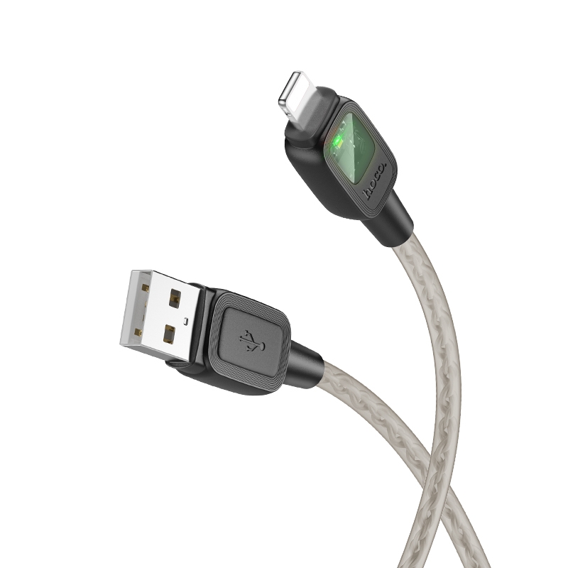 hoco U124 2.4A USB to 8 Pin Smart Power-off Data Cable, Length: 1.2m(Black) - Shopkiz.com