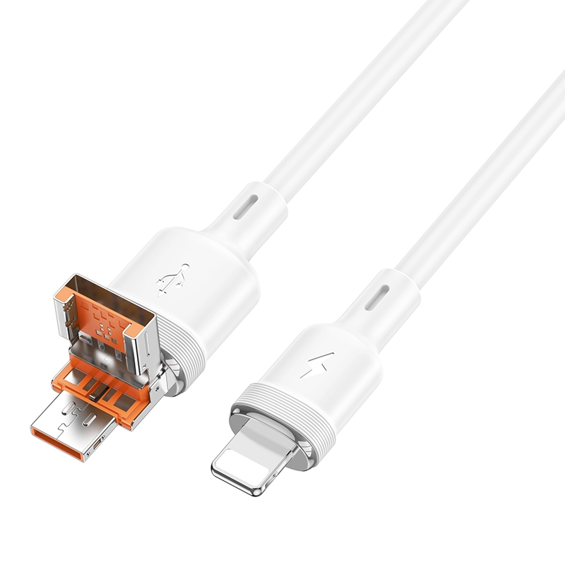 hoco U131 Afortunado 1.2m USB & Type-C to 8 Pin 2 in 1 Charging Data Cable(White) - Shopkiz.com