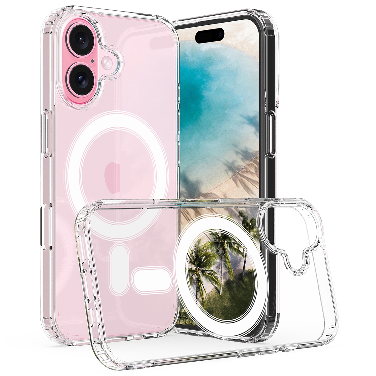 For iPhone 16 MagSafe Clear Acrylic PC Hybrid TPU Phone Case(Transparent) - Shopkiz.com