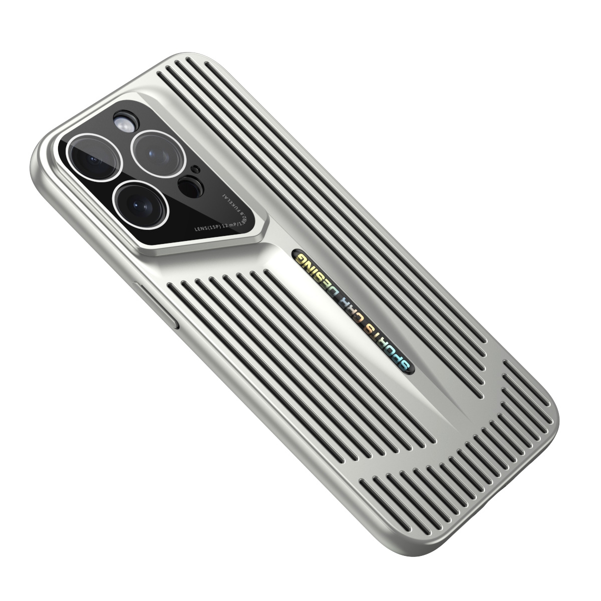 For iPhone 12 Pro Max Blade Cooling PC Full Coverage Phone Case(Titanium Silver) - Shopkiz.com